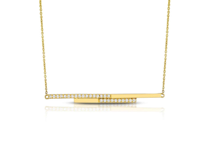 CZ Studded Double Bar Pendant with Gold Plated